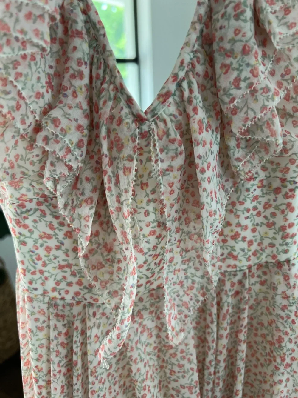 Guess Floral Mini Dress in Cream and Pink - Picture 2 of 6